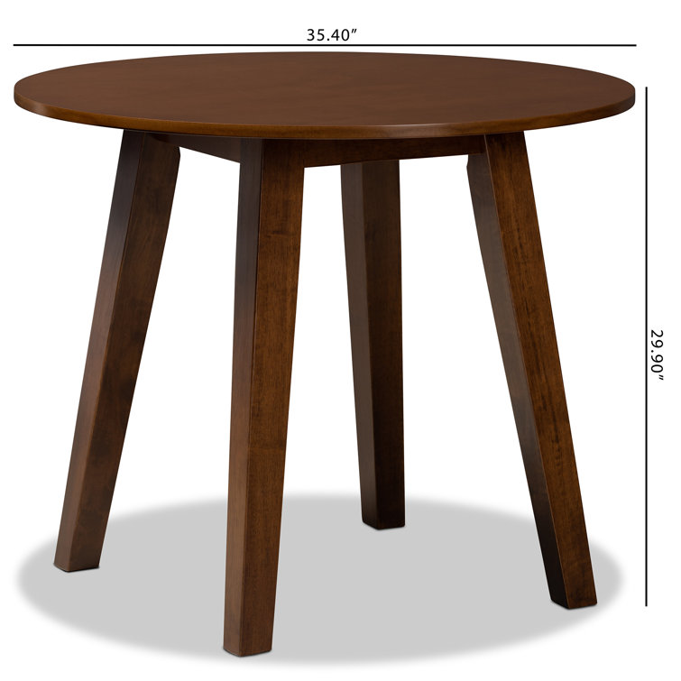 Walnut Brown Round Wood Dining Table for Four