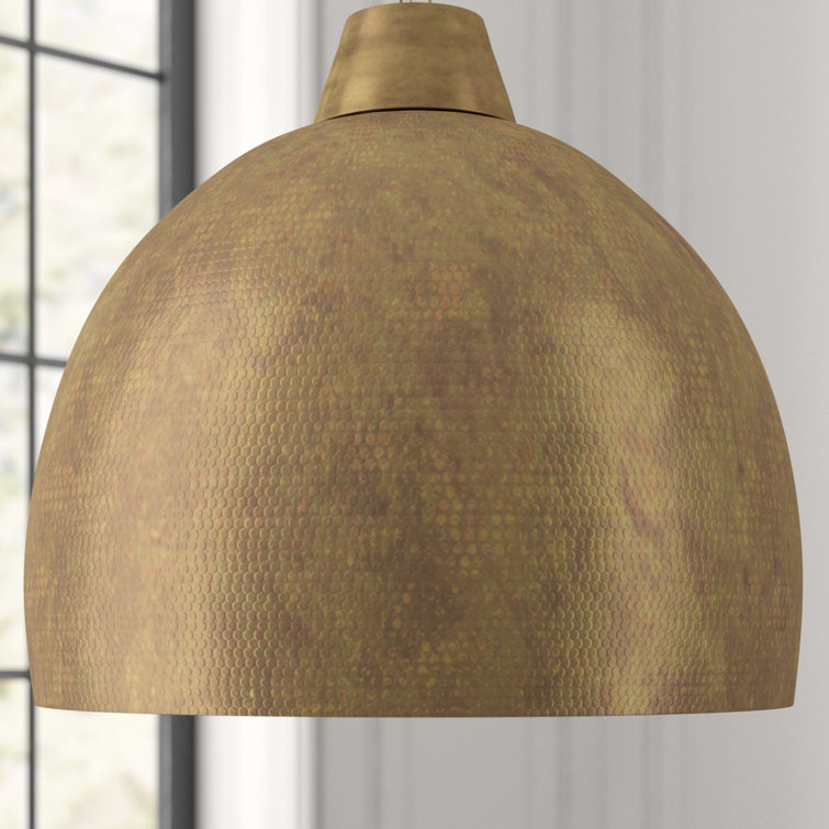 Vintage Brass Bowl Pendant Light with Gold Cord
