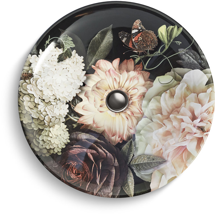 Dutchmaster Blush Floral Ceramic Round Bathroom Sink