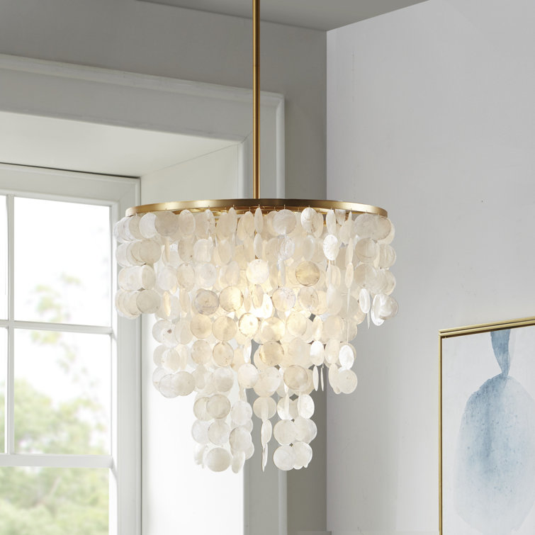 Isla Capiz Shell Elegance Chandelier with Gold Accents