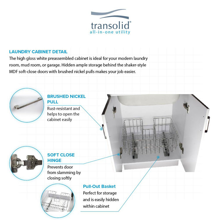 23.6'' White Freestanding Laundry Sink with Stainless Steel Faucet