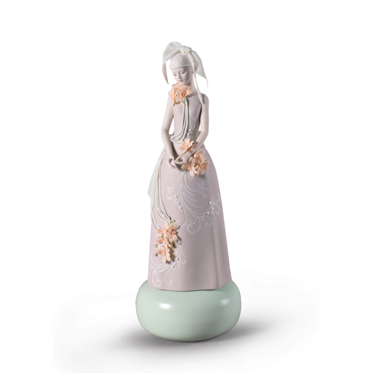 Elegant Porcelain Woman Figurine with Floral Dress