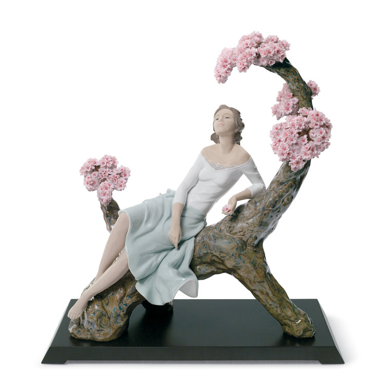 Spring Blossom Porcelain Woman Figurine with Pastel Accents
