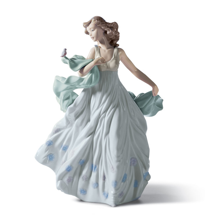 Summer Serenade Glossy Porcelain Woman Figurine