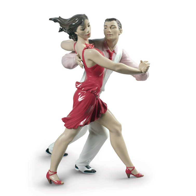 Contemporary Porcelain Salsa Couple Figurine in Soft Pastel Hues