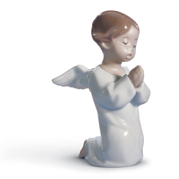 Serene Angel Praying Porcelain Sculpture
