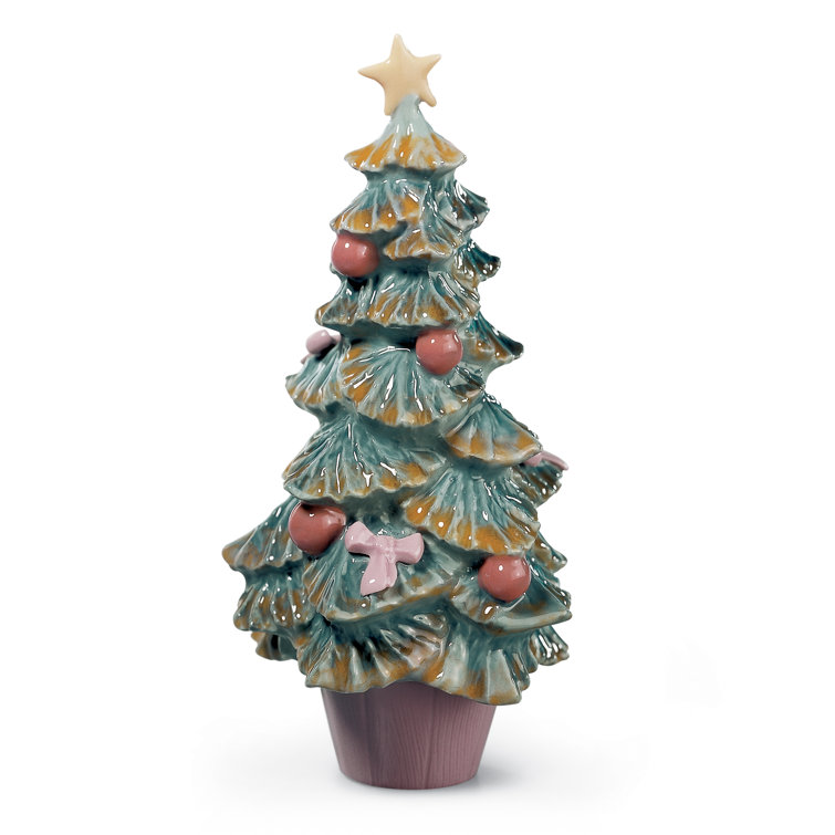 Petite Hand-Painted Porcelain Christmas Tree Figurine