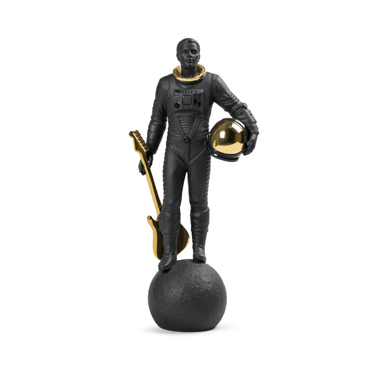 Patriotic Porcelain Black & Gold Moon Figurine by Marco Noguerón