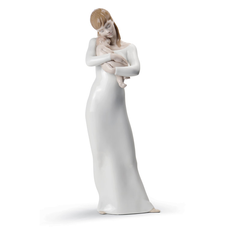 Hand-Painted Porcelain Mother and Child Angel Figurine