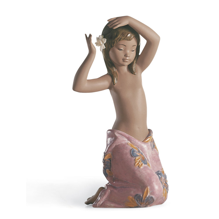 Handmade Porcelain Tropical Flower Girl Figurine