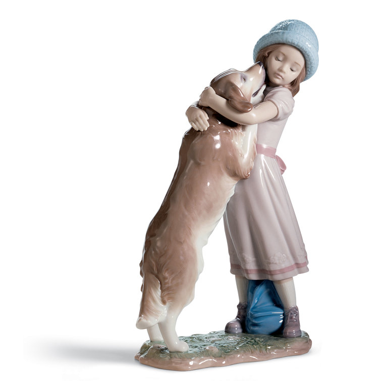 Charming Pastel Porcelain Dog Figurine, 10.5" Novelty Shape
