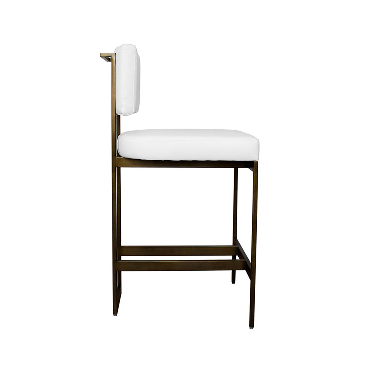 Baylor 26'' Contemporary White Velvet Counter Stool with Bronze Metal Base