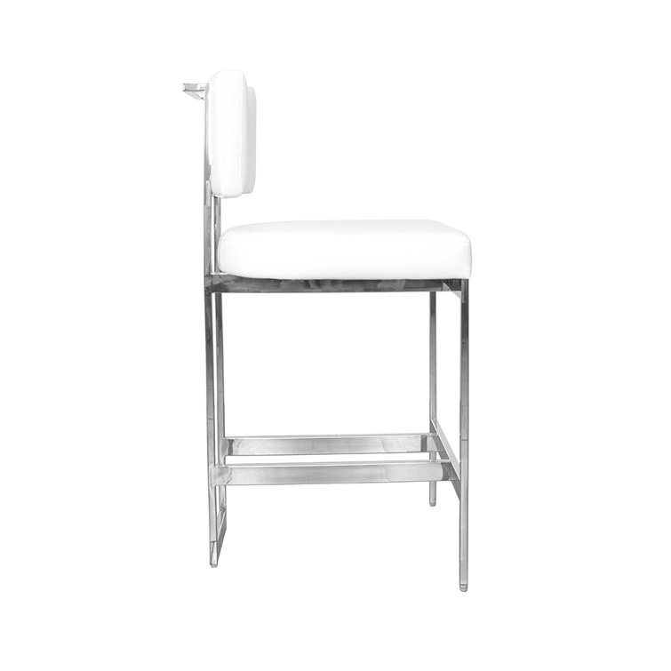 Baylor 26'' White Velvet Nickel Base Modern Counter Stool