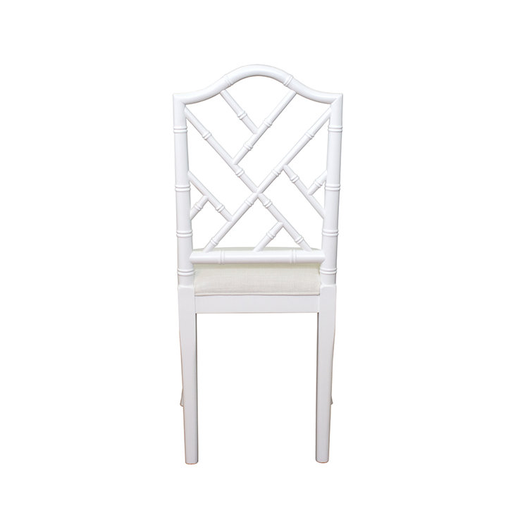Fairfield Classic White Linen Upholstered Cross Back Side Chair