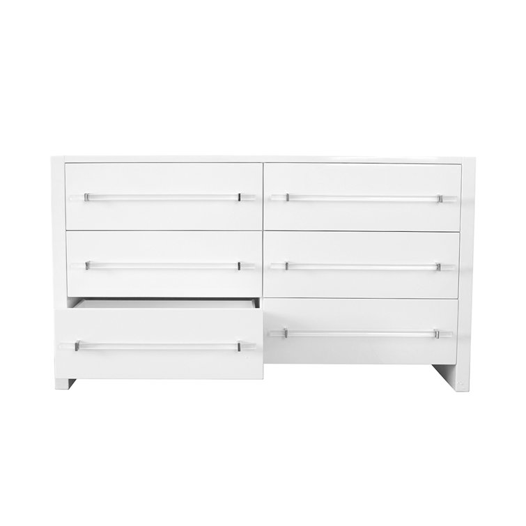Transitional Luke 60'' Gray Cerused Oak 6-Drawer Dresser