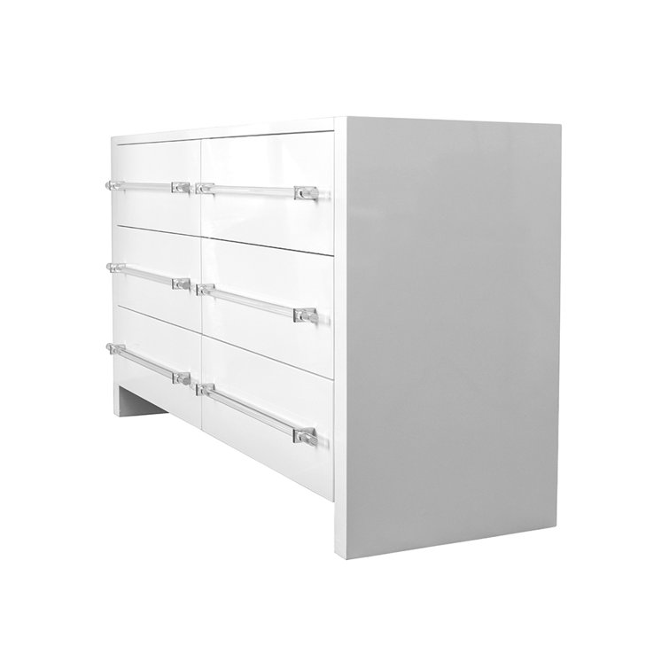 Transitional Luke 60'' Gray Cerused Oak 6-Drawer Dresser