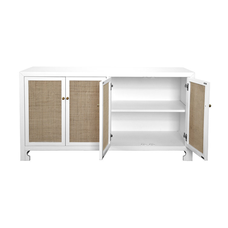 Sofia 58'' Contemporary White Lacquer Media Cabinet with Adjustable Shelving