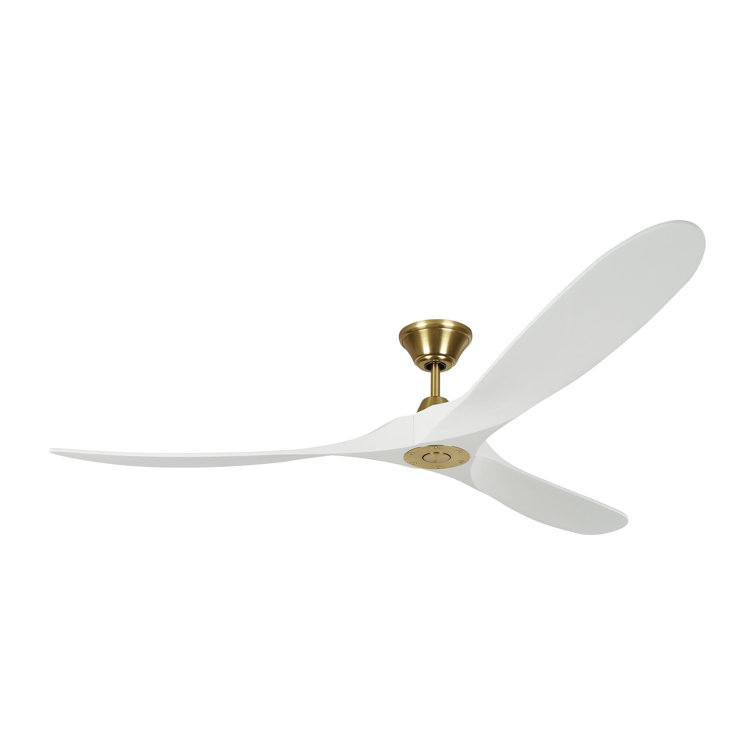 Matte White and Brass 60-Inch Modern Ceiling Fan with Remote