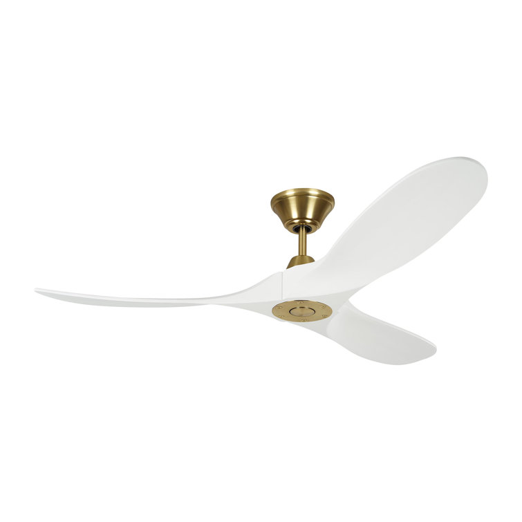 Matte White and Brass 60-Inch Modern Ceiling Fan with Remote