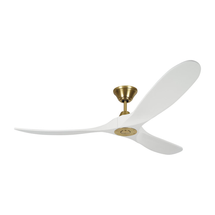 Matte White and Brass 60-Inch Modern Ceiling Fan with Remote