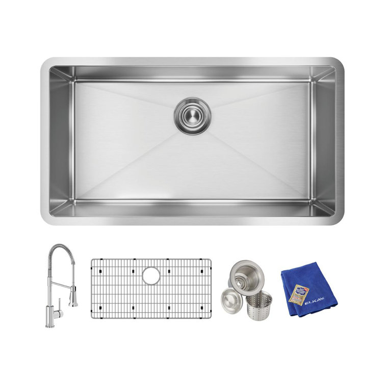 Crosstown Stainless Steel 32.5" Drop-In Single Bowl Sink Kit