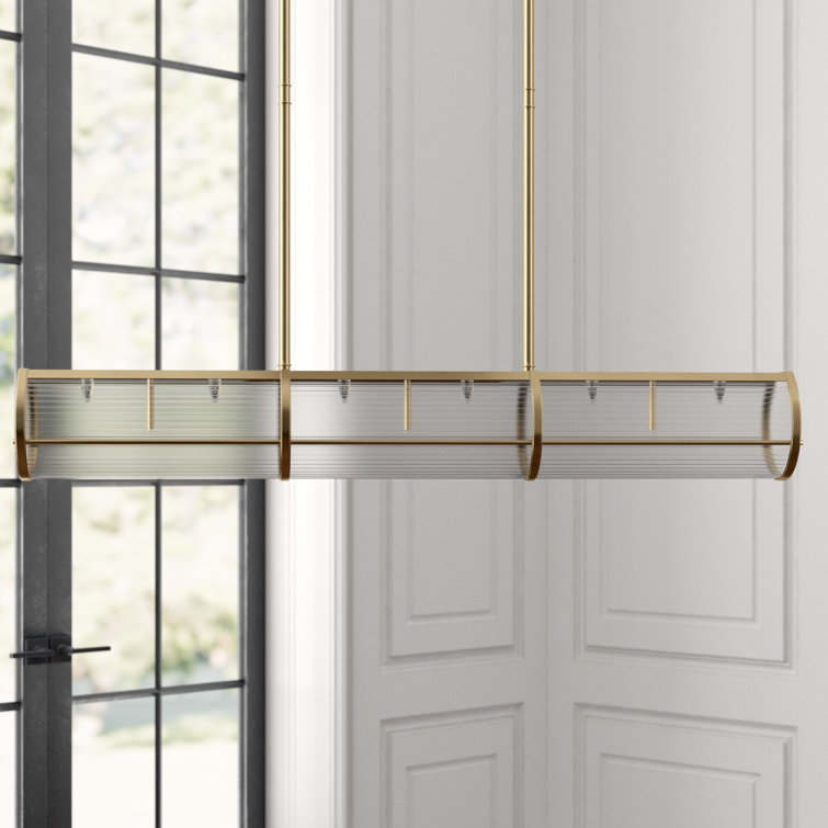 Allen 48'' Natural Brass and Glass Island Pendant Light