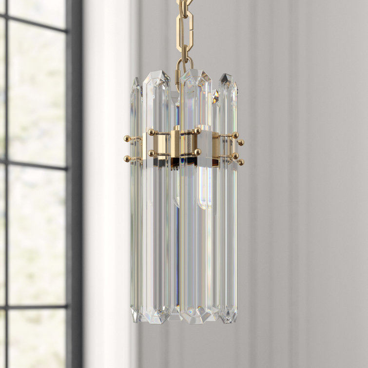 14.25" Crystal Antique Brass Indoor/Outdoor Pendant Light