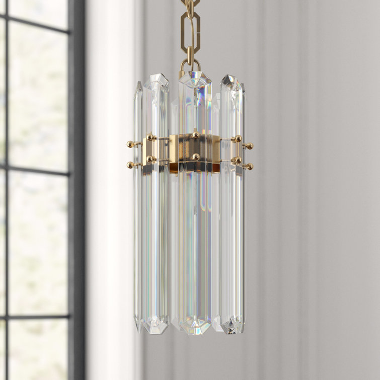 14.25" Crystal Antique Brass Indoor/Outdoor Pendant Light