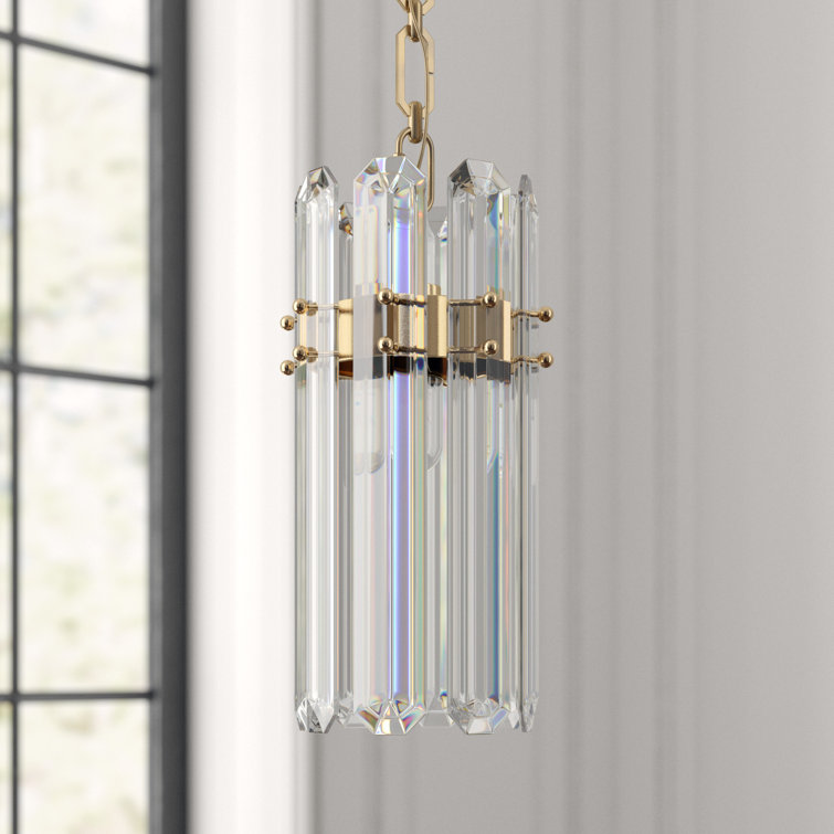 14.25" Crystal Antique Brass Indoor/Outdoor Pendant Light