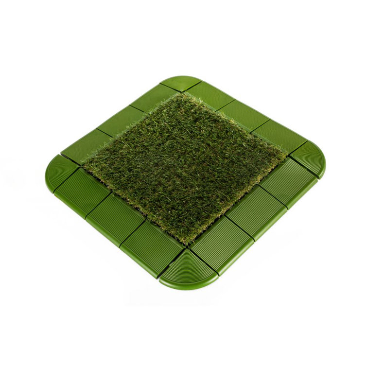 Green Plastic Interlocking Deck Tile Edge Kit, 12" x 3"