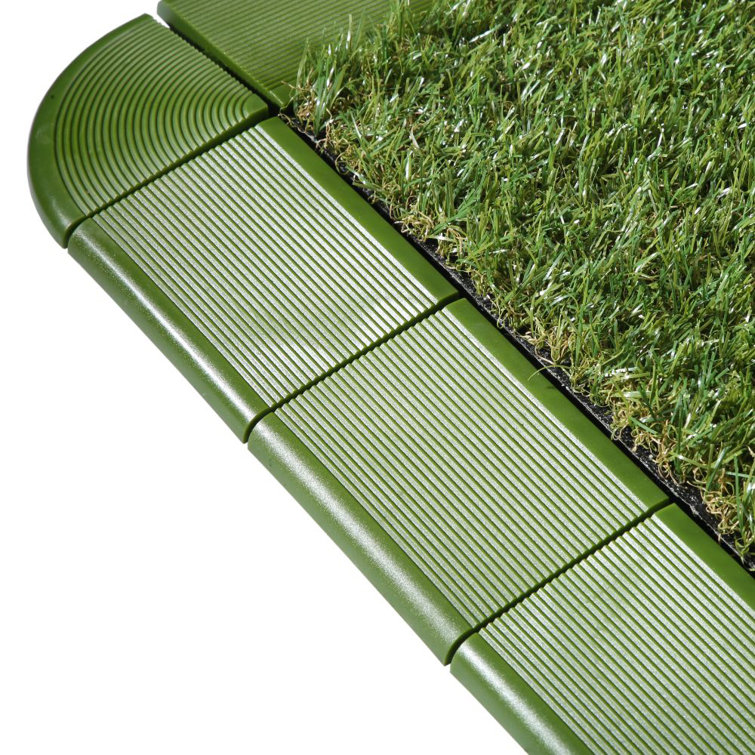 Green Plastic Interlocking Deck Tile Edge Kit, 12" x 3"