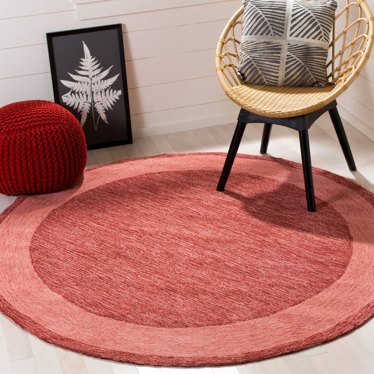 Taran 8' Round Red Tufted Wool & Synthetic Easy Care Rug