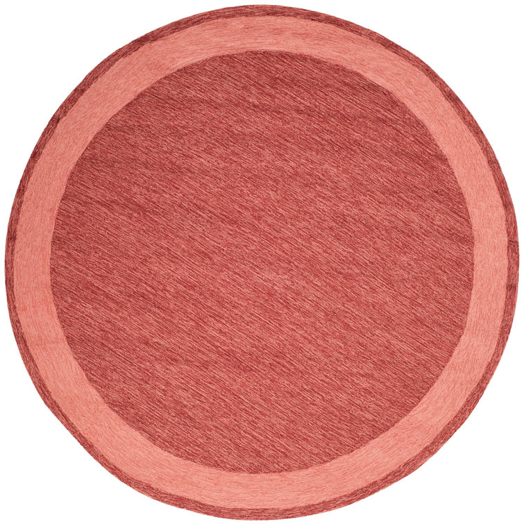 Taran 8' Round Red Tufted Wool & Synthetic Easy Care Rug