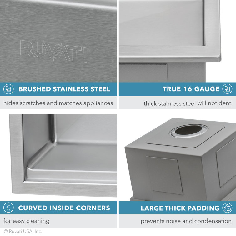 Ruvati 25" Stainless Steel Workstation Kitchen Sink with Wood Cutting Board