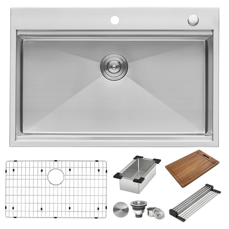 Ruvati 34" Stainless Steel Single Bowl Workstation Kitchen Sink