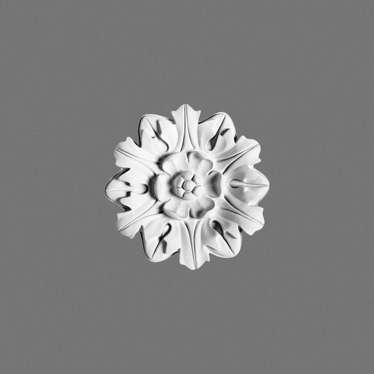 White Floral Polyurethane Ceiling Medallion, 7-5/8" Diameter