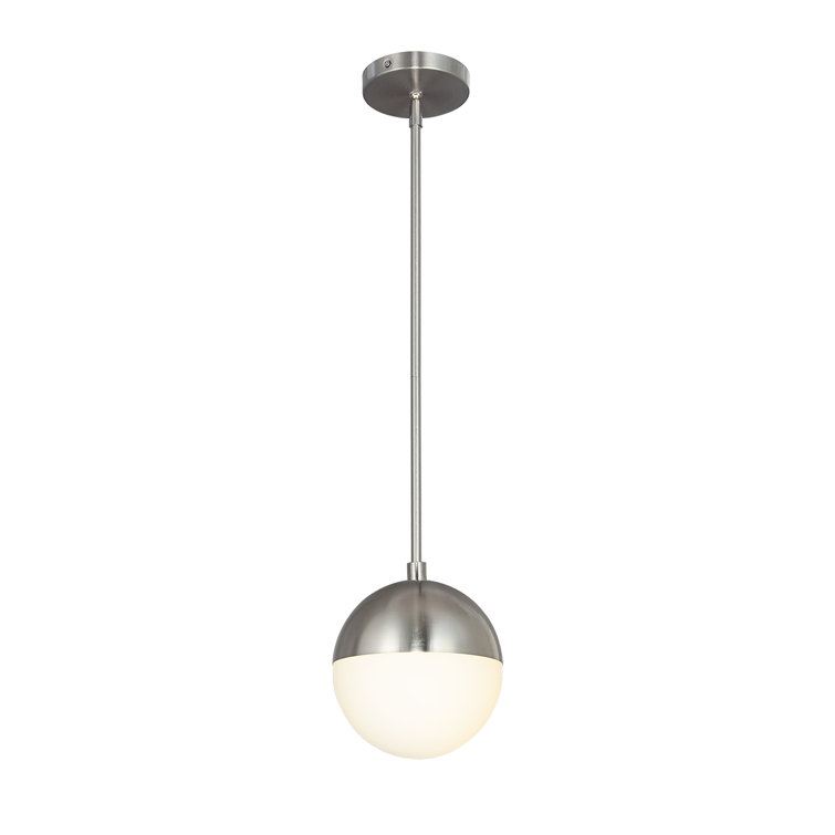 Nickel and Frosted Glass Globe Pendant Light