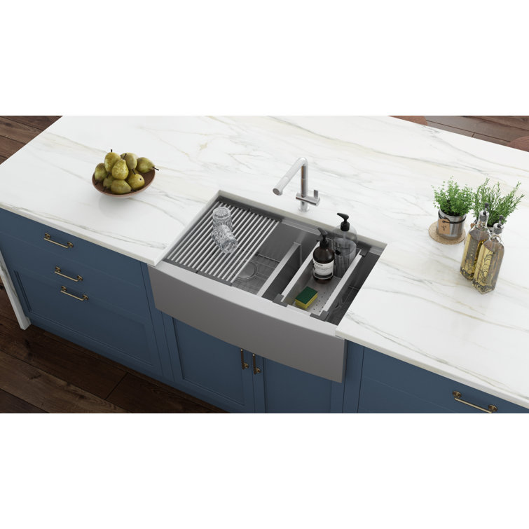 33" Stainless Steel Farmhouse Double Bowl Kitchen Sink