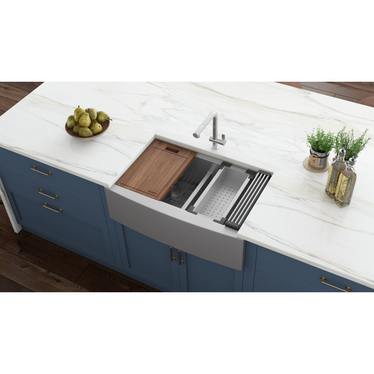 33" Stainless Steel Farmhouse Double Bowl Kitchen Sink