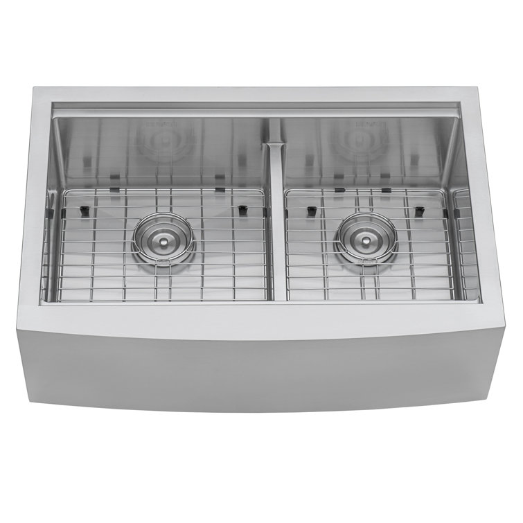 33" Stainless Steel Farmhouse Double Bowl Kitchen Sink