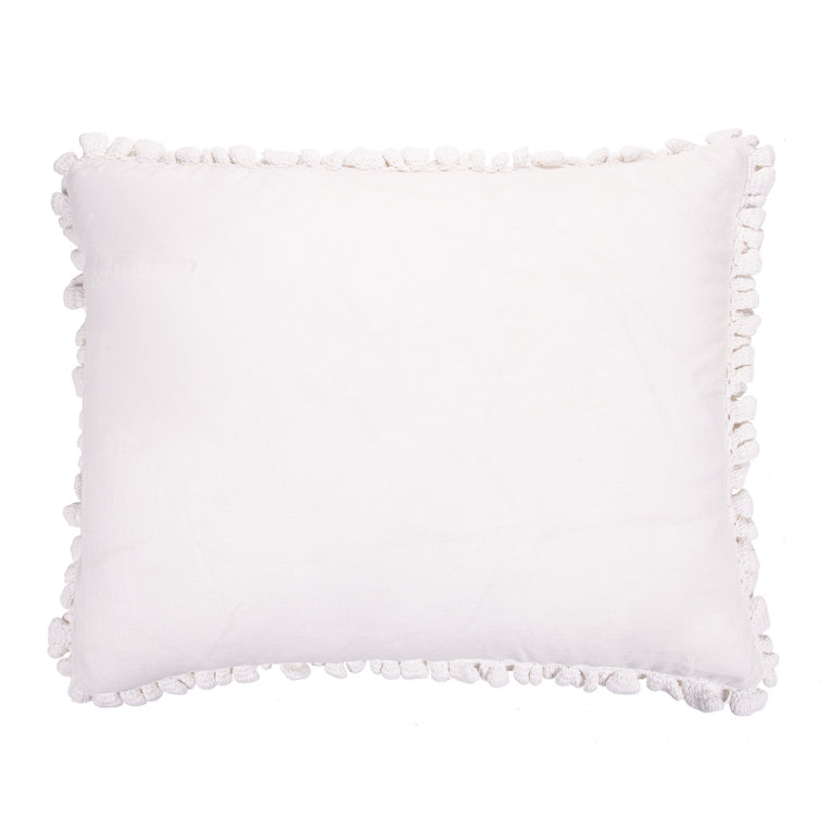 Standard White Cotton Ruffled Cottagecore Pillow Sham