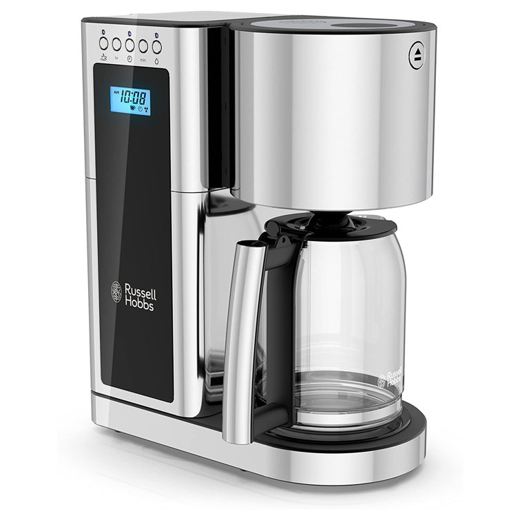 Russell Hobbs 8-Cup Black and Silver Glass Coffee Maker