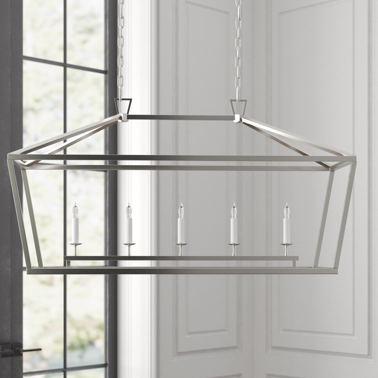 Polished Nickel 5-Light Indoor Linear Chandelier