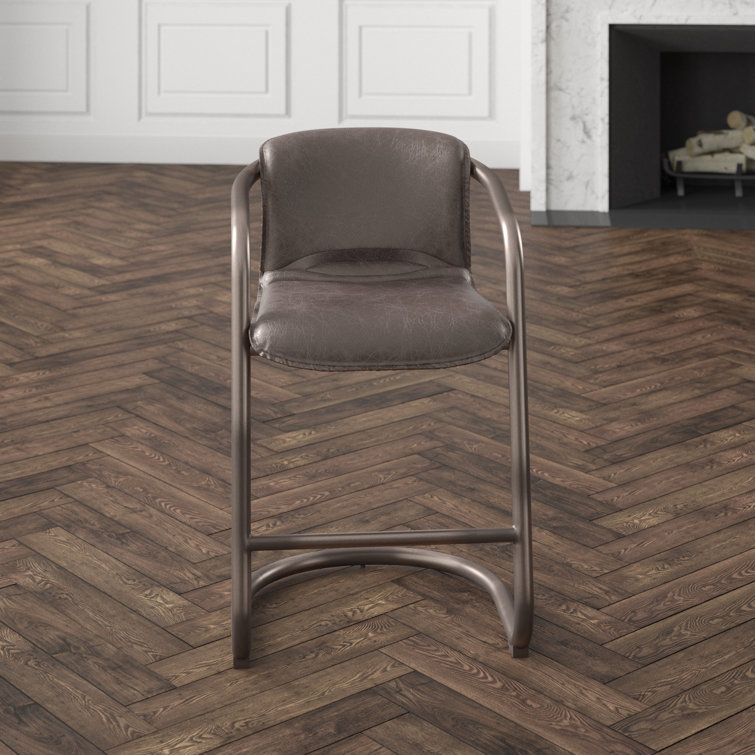 Chiavari Distressed Jet Brown Leather Counter Chair Duo
