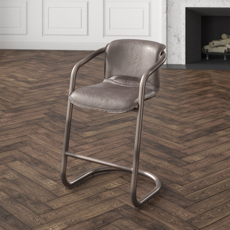 Chiavari Distressed Jet Brown Leather Counter Chair Duo