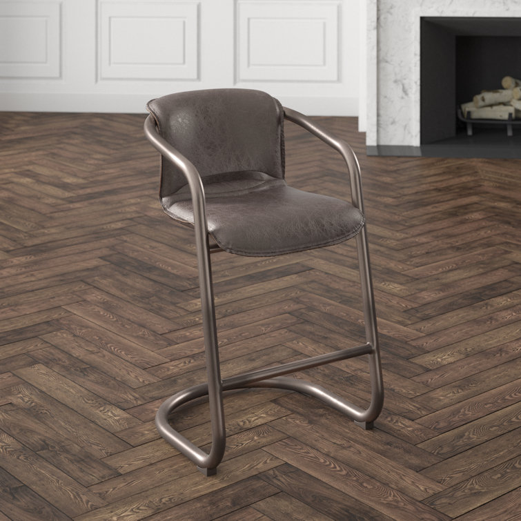 Chiavari Distressed Jet Brown Leather Counter Chair Duo