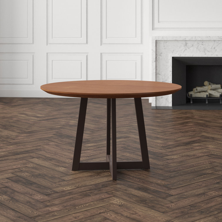 48" Brown Reclaimed Wood Round Extendable Dining Table