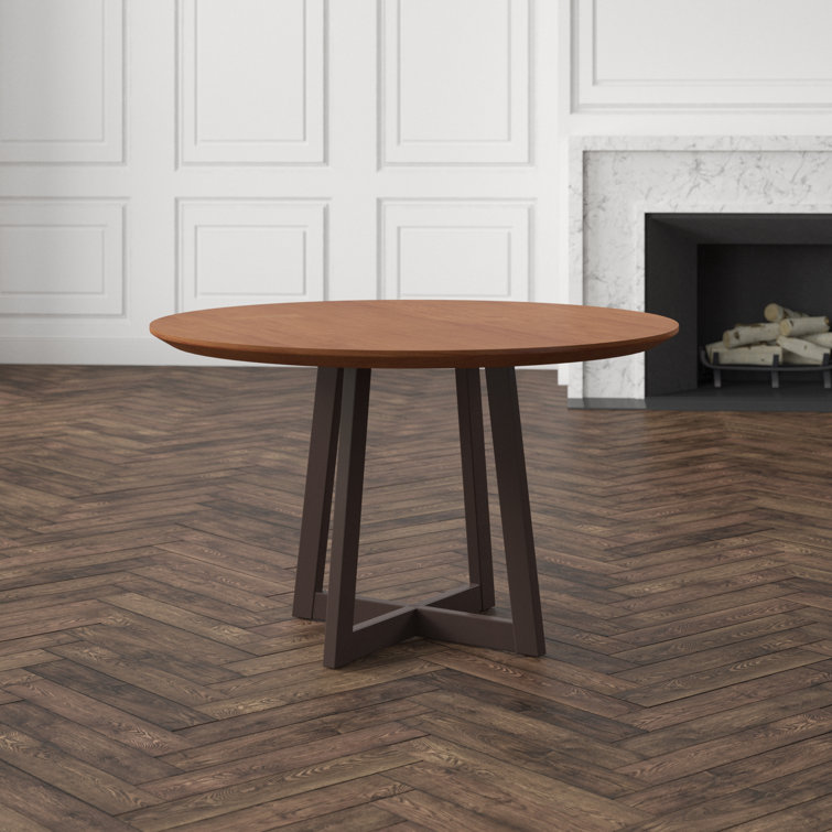 48" Brown Reclaimed Wood Round Extendable Dining Table