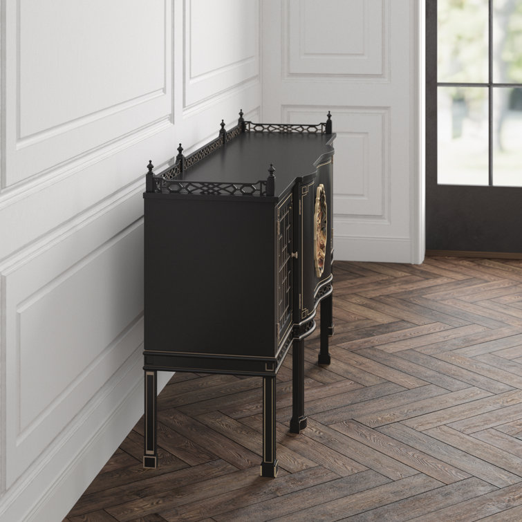 Antique Gold Gilt and Black Chinoiserie Sideboard