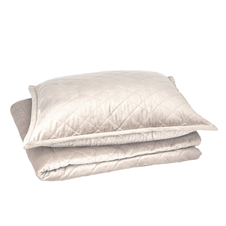 King Size Indigo Linen Quilted Coverlet Set with Euro Shams